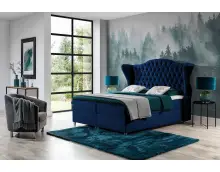 PRATO K20 romantyczne łóżko kontynentalne 160x200 z pojemnikiem, duże, pikowane zagłowie